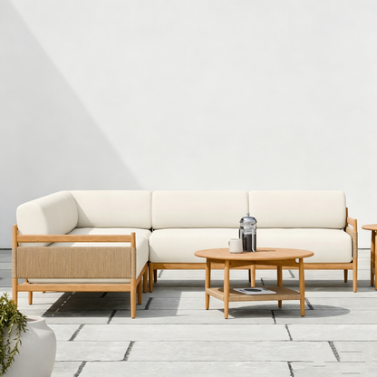 Baycrest Outdoor Teak 3-Piece L-Shaped Sectional (95") - Weather Resistant Patio Sofa